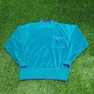 Vintage 90s Liz-Sports Velour Sweatshirt Womens Small 20x21